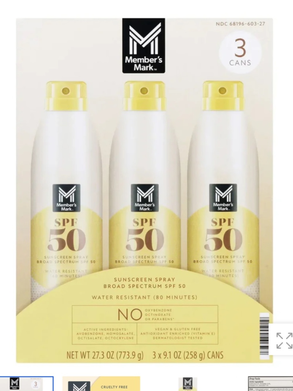 Members Mark Sunscreen SPF50 - 3 Pack